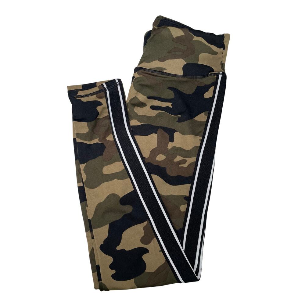 Infinite Performance Women's Mid Rise Green Camo w/ Black Stripe Leggings Med
